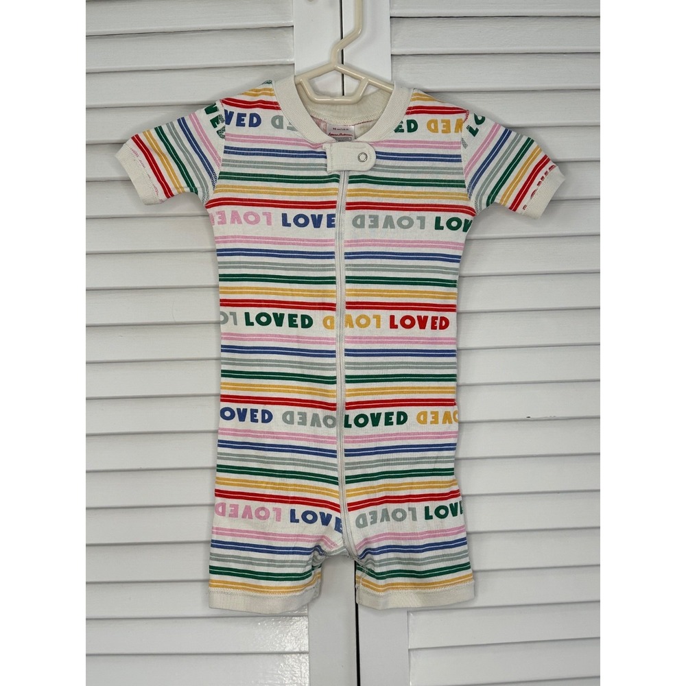 Hanna Andersson Size 90 3T Rainbow LOVED Print‎ SS / Shorts Zipper Sleeper